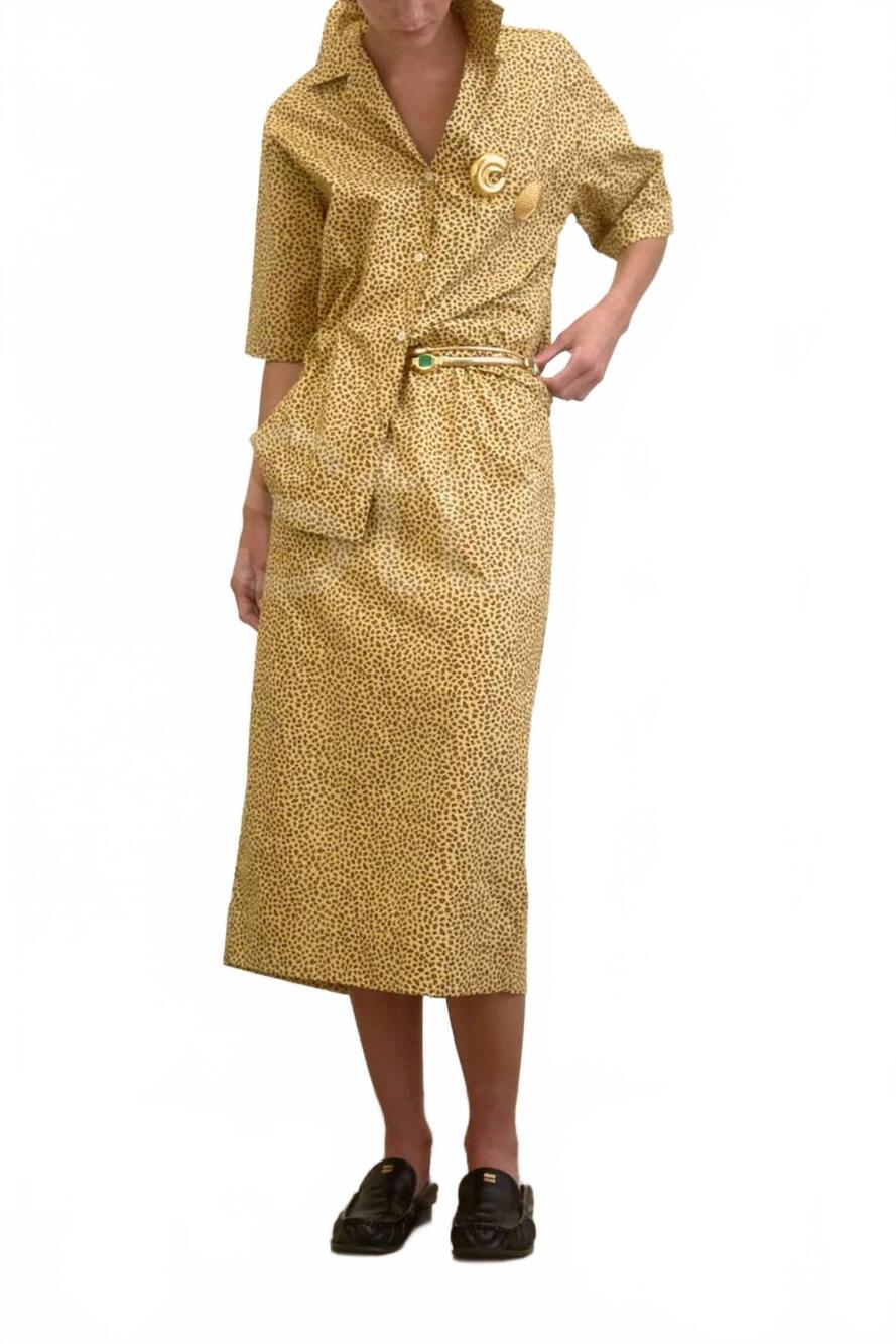 NEW AQUARIUS COCKTAIL le pencil cheetah skirt in gold